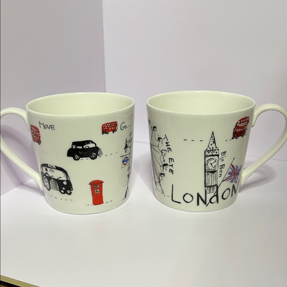 Rose of England London Themed Bone China Mugs set of 2 - Picture 2 of 6